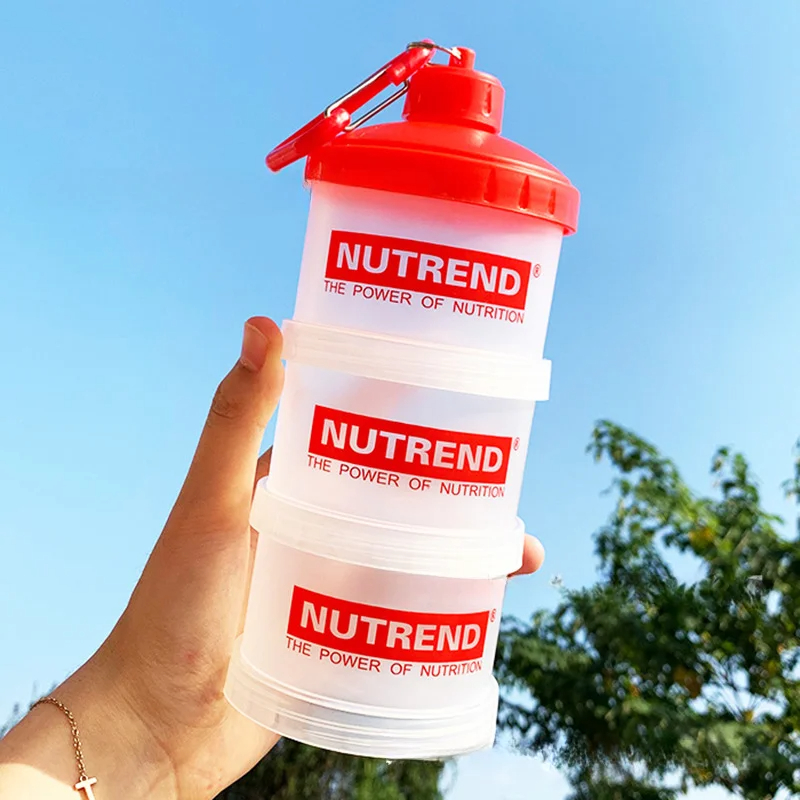 Whey Protein Isolate - แบบพกพาผงกล่องช่องทางกล่องแป้งฟิตเนสอาหารเสริมขวด Handle Layered Storage กล่องยาขนมขบเคี้ยว