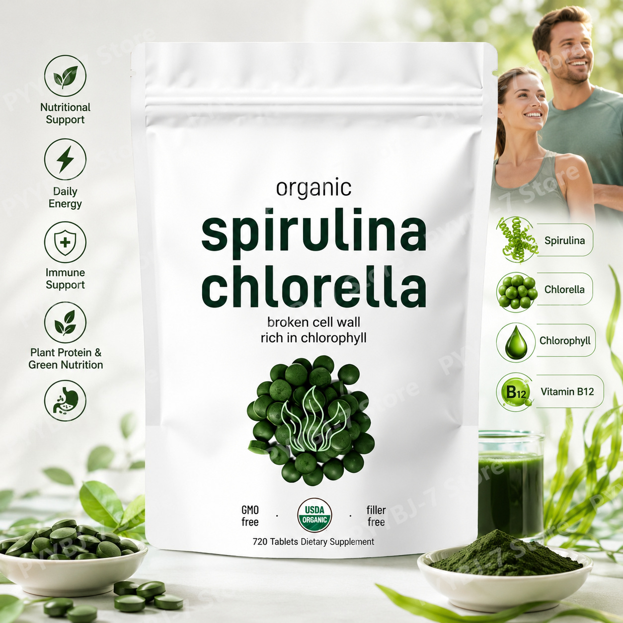 สาหร่ายสไปรูลิน่า คลอเรลลา แบบ - Spirulina Tablet Organic บทวิจารณ์และราคา