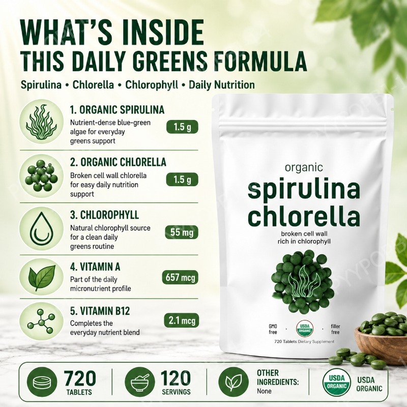 เม็ดสไปรูลิน่า คลอเรลลา ออร์แก - Spirulina Tablet Organic บทวิจารณ์และราคา